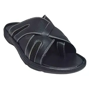 AJANTA Men's Office Sandals Black Slipper-7 UK (41 EU) (EC0049)