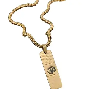 OM Pendant Necklace on Gold Plated Chain, Om Pendent With Chain, Om Locket, Golden Om Pendent With CHAIN (Pack Of 1)