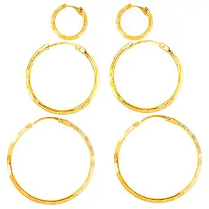 Shining Jewel - By Shivansh Shinning Jewel Classic and Evergreen Gold Hoop Earrings Combo for Girls and Women - Pack of 3 (SJEC_38)