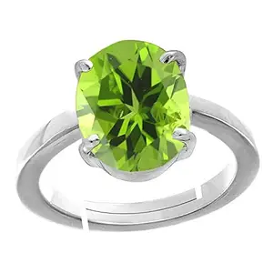 Anuj Sales Anuj Sales 8.25 Ratti 7.50 Carat Certified Natural Green Peridot Gemstone Silver Plated Adjustable Ring/Anguthi for Men and Women