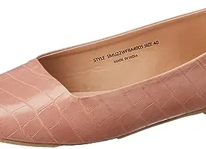 Max Women Textured Square Toe Ballerinas,Blush,37