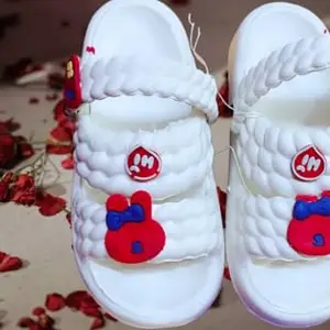 Girls' Cute Clog Slippers, Comfortable Indoor Footwear (Red, UK Footwear Size System, Adult, Women, Numeric, Medium, 4)