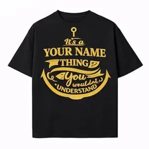Crafted Signature Pure Cotton Graphic Print Round Neck Half Sleeves Regular Fit Unisex T-Shirt Featuring Viking Warrior Design “Never Underestimate The Power Your Name” _(02-TS-Anchor)