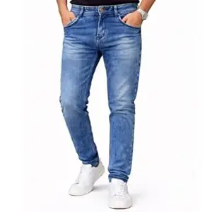 S R Flyers Slim Men’s Regular Fit Stretchable Denim Jeans | Classic Stylish Look with Mid-Rise Comfort | Loose Baggy Fit Cotton Jeans for Casual Wear, Travel, Dance & Everyday Use
