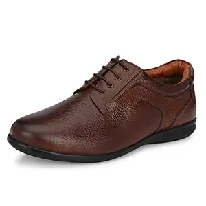 Auserio Men's Full Grain Leather Derby Lace Up Formal Shoes | Anti Skid Sole & Waxed Laces | Memory Foam Padded Insole | Shoes for Office & Parties | Tan 10 UK (SSE 69)