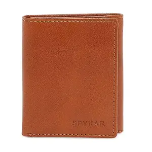 Spykar Tan Leather Tri-Fold Wallet