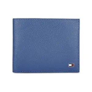 Tommy Hilfiger Becken Leather Global Coin Wallet for Men - Bright Cobalt, 4 Card Slots