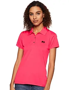 Vector X Solid Women's Polo Neck Pink T-Shirt (M)