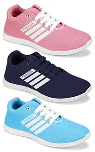 WORLD WEAR FOOTWEAR Multicolor Casual Sports Running Shoes for Women 8 UK (Pack of 3 Pair) (3A)_5049-5053-5054