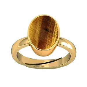 SIDHGEMS 15.25 Ratti 14.00 Carat Natural Unheated Untreated Tiger's Eye Adjustable Gold Plated Ring Certified Stone for Men and Women