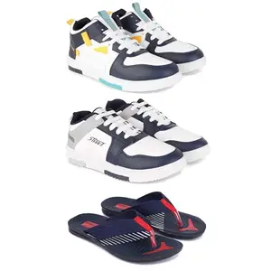 DRACKFOOT Men's Stylish Casual Shoes | Comfortable & Trendy Daily WearPremium Casual Shoes for MenGRT-(3-Combo)-1074-1075-3130-7 Multicolor
