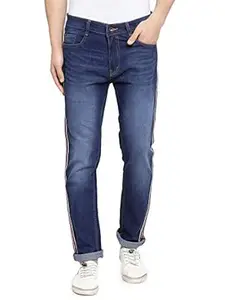 Ben Martin Men's Regular Fit Mid Rise Side Stripe Denim Jeans
