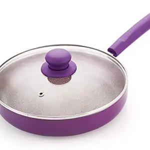 Nirlon Regal Purple Aluminium Non-Stick Induction Base FryPan with Glass Lid [Purple](Compatible with All Induction, Gas & stovetops)|Regal Purple_Fry_Pan24_Glass_Lid price in India.