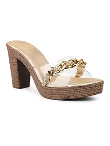Inc.5 Women Antique Transparent Embellished Platform Heels