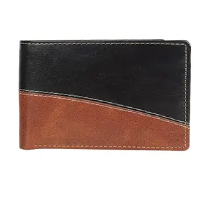 WILD EDGE Men's Wallet in Colorblocked Design with Flap Closure Artificial Leather | Smart Men's Two-Fold/Bi-Fold Wallet (Black-Brown)