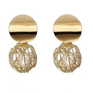 RUVEE Designer Stones in a Spherical Mesh Gold Plated Brass Alloy Earringss for Women & Girls