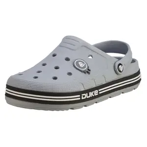 Duke Men Brand Logo Textured Clogs Grey