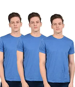 Scott International - Men's Basic Cotton Regular Fit Round Neck T-Shirts - Pack of 3 (SS22-3RN-3RBMEL-S,Royal Melange,Small)
