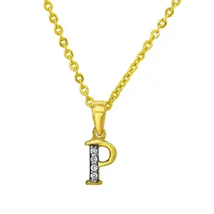 Mahi CZ P Letter Gold Plated Pendant for Women PS1100166G