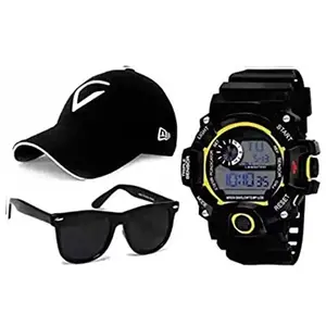 Sba Prime 3 Combo Watch with Rubber Band and Cap & Sunglasses for Men & Boys - sba-151