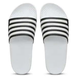 Aqualite Sliders for Men|| Comfort Trendy Stylish Fashionable Slippers For Men||Flip Flops for Men||Slides for Men, (Black, White) (White/Black, UK Footwear Size System, Adult, Men, Numeric, Medium, 10)
