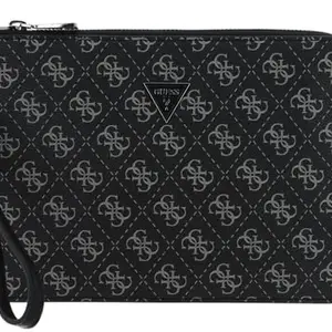 GUESS Men Black Printed PU Pouch Wallet