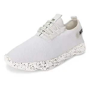MUTAQINOTI Men's White Sports Shoes Lace up Light Weight Running Walking Gym Trekking Running Shoes for Men Size 6 UK