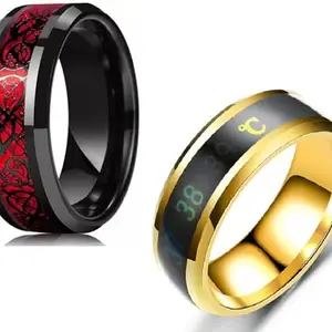 Women Combo Red Dragon & Gold Smart Temperature Ring (IR347)