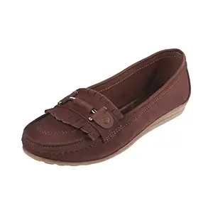 Catwalk Women's Brown Leather Loafers-4 UK (36 EU) (5312_4)