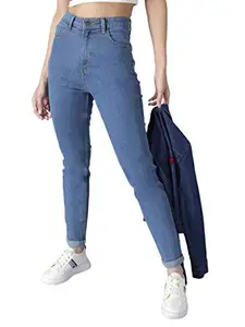 KOTTY Women's High Rise Jeans(Light Blue,30)