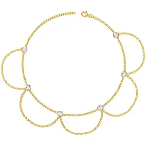 GIVA 925 Silver Golden Twinkling Sparkle Anklets (Single) |Gifts for Women and Girls | With Certificate of Authenticity and 925 Stamp | 6 Months Warranty*