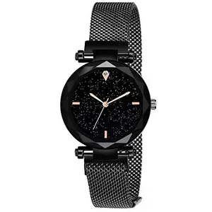 Varni Retail Megnetic Buckle Strap Black Watch for Girls and Woman