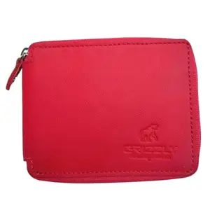 Grizzly Leather Men's Leather Wallet Pink Full Zip_1