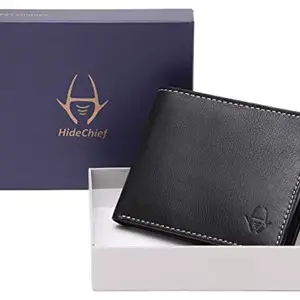 HideChief Premium Black RFID Protected Genuine Leather Wallet for Men (HCRW306_B)