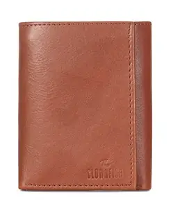 THE CLOWNFISH RFID Protected Genuine Leather Tri-Fold Wallet for Men with Multiple Card Slots & ID Window (Ginger Brown)