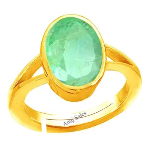 Anuj Sales Anuj Sales 13.25 Ratti / 12.00 Carat Certified Natural Emerald Panna Panchdhatu Adjustable Rashi Ratan Gold Plating Ring for Astrological Purpose Men & Women by Lab Certifeid