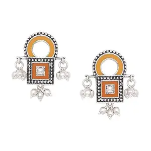 Voylla Sanwari Square Enameled Earrings for Women and Girls