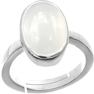 RRVGEM 5.00 Carat Natural Certified Unheated Untreatet Rainbow Moonstone Ring Silver Plated Ring For Men And Women By Lab - Certified