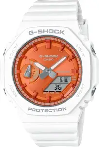 Casio Women Resin G-Shock AnalogDigital Orange Dial Gma-S2100Ws-7Adr (G1491), Band Color-White