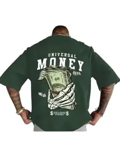 Earthwave Graphic Print Oversized Cotton T-Shirt, Half Sleeve, Round Neck, Casual Streetwear (in, Alpha, XS, Olive)