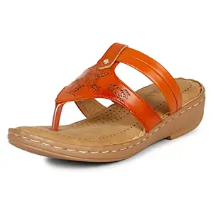 Denill Women's Flip-Flops & Slippers | Doctor Ortho Comfort with Style for Women & Girls - Light weight, Soft & Stylish Footwear | Suitable for Knee, Diabetic & Orthopedic Pains (Tan, numeric_5)