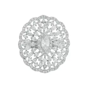 Kushal's Fashion Jewellery White Rodium Plated Zircon Finger Ring - 412509