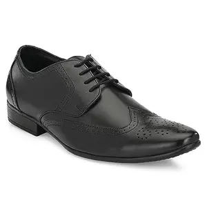 egoss Luxe Premium Genuine Leather Brogue Formal Shoes for Men (Black-7)-2349