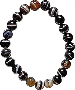 aldomin� Natural Black Sulemani Hakik Healing Crystal Multi Color Bracelet (Bead Size 8 MM)
