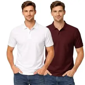DIAZ Men’s Half Sleeve Polo T-Shirt | Half Sleeves Polo Neck T Shirt for Men | Half Sleeve Polo Tshirt | Regular Fit Solid Casual Wear Office Wear T-Shirt-Pack of 2
