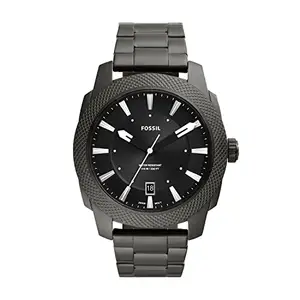 Fossil Machine Analog Black Dial Men's Watch-FS5970 Stainless Steel, Gray Strap