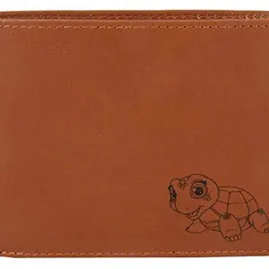 Karmanah Peace Maker Turtle Engraved Genuine Leather Men's Wallet with RFID Protection (Light Brown)