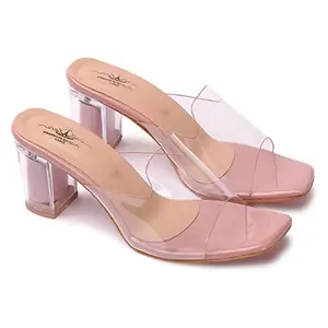 STRASSE PARIS Amazing Design Women's & Girls Transparent Block Heels Sandal Stylish and Fashionable| Stylish Latest & Trending Heels Sandals