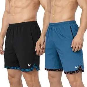 NINQ Mens 2 Pack Polyester Yoga Short Men Summer Running Gym Sports Shorts with Pockets Shorts for Men