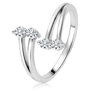 Peora 925 Sterling Silver Zircon Charm Rhodium Plated Ring for Women Girls (Size- US 8)